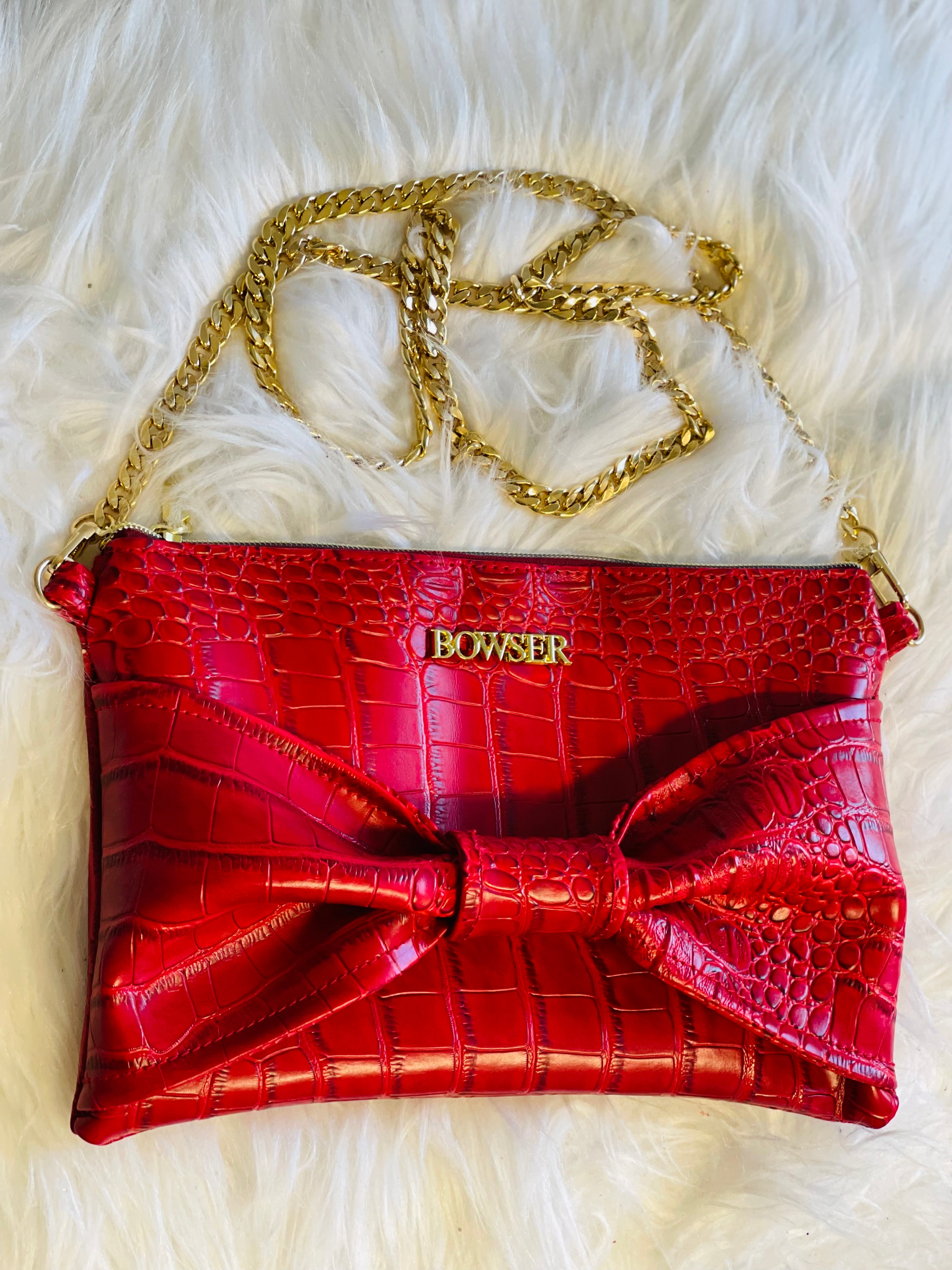 The BOW Clutch-Body ( Crocodile Red)